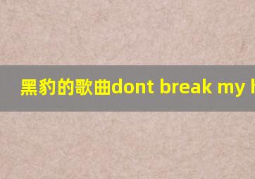 黑豹的歌曲dont break my heart